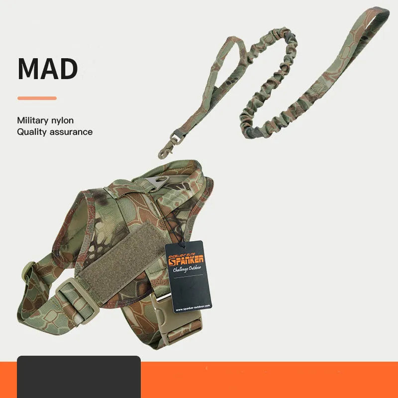 Large and medium dog harness made from 1050D nylon with UTX buckle, adjustable fit, available in Black