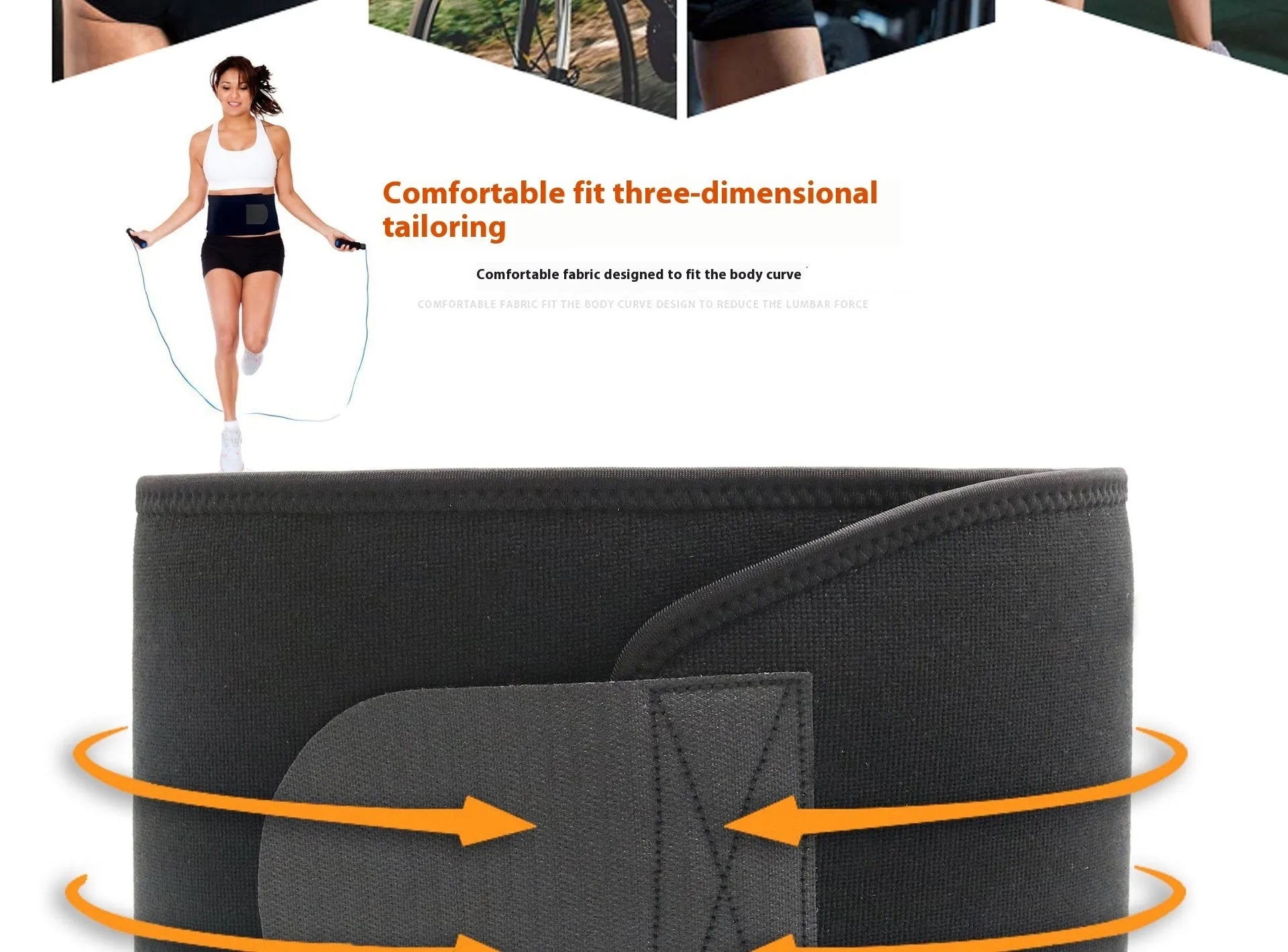Fitness lumbar support belt in neoprene with adjustable strap for gym workouts