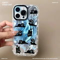 Blue fur cat PC phone case for Apple iPhone with spray paint finish and drop protection