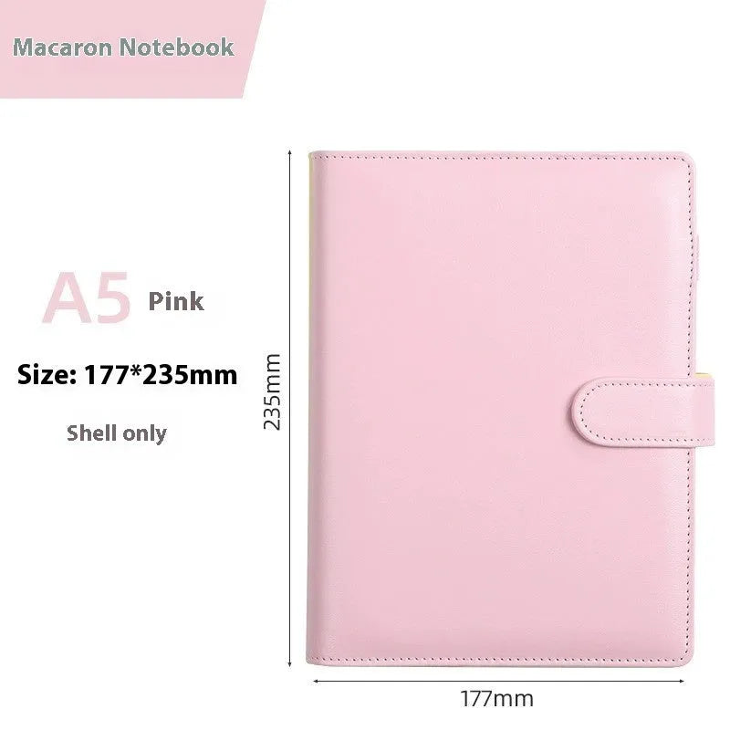 A5 PU leather loose-leaf notebook shell with zipper in solid colour options