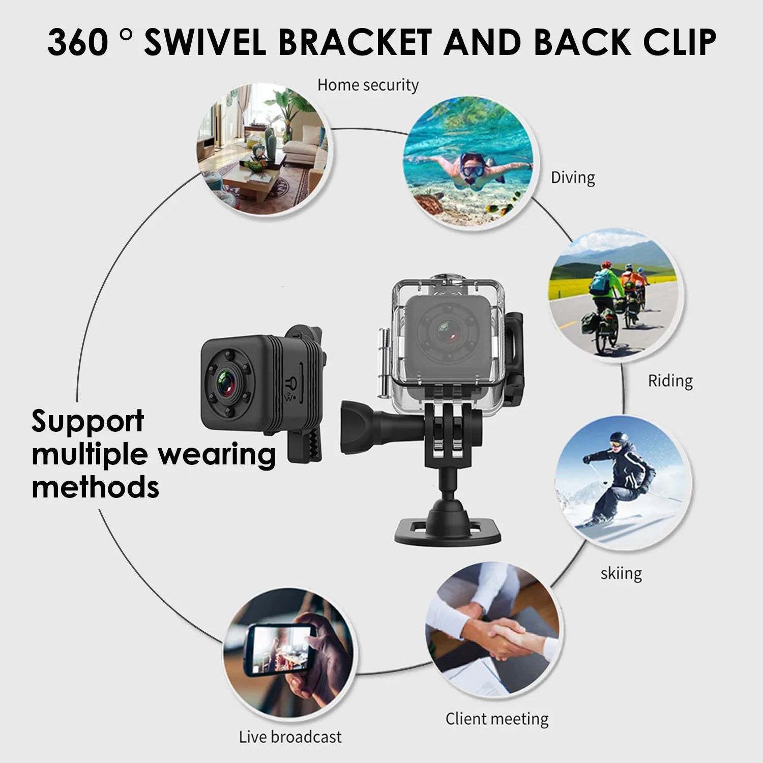 SQ29 waterproof sports action camera with 240 minute battery life for outdoor recording