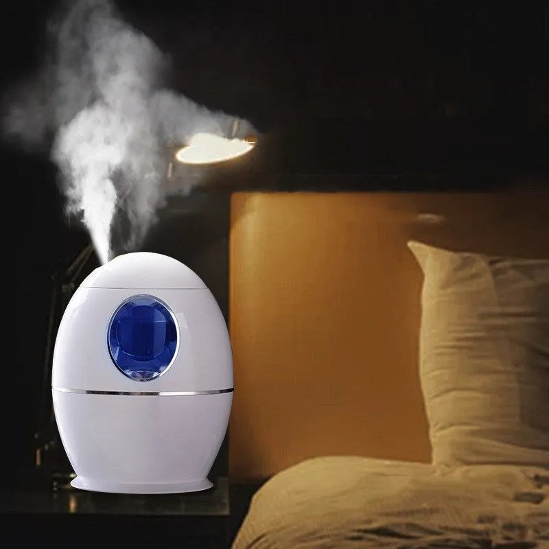 White columnar air disinfection humidifier with USB cable and mechanical control panel