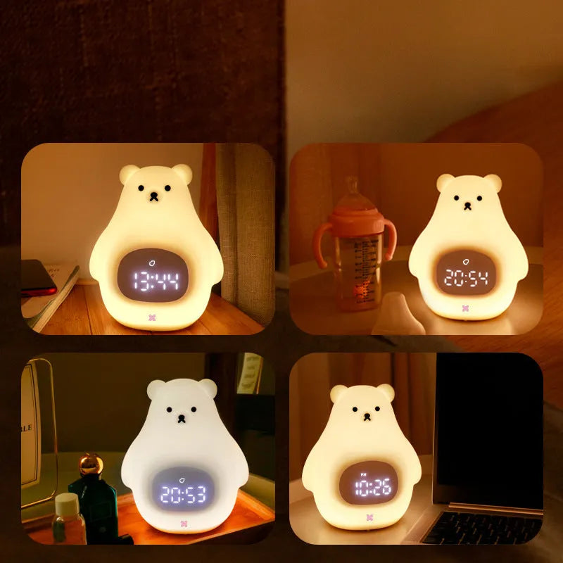 Big White Bear cartoon style silicone night light with remote control and sleeping timer