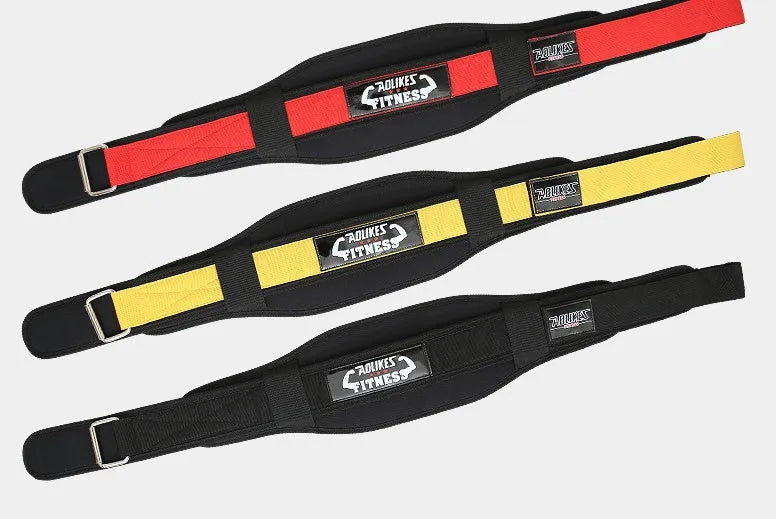 Nylon fitness weightlifting waistband support belt in black colour showing abdominal support design