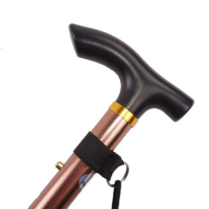 Aluminium folding walking cane with adjustable height and non-slip grip in multiple colour options