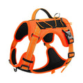 Reflective orange dog harness with explosion-proof breast strap and integrated hand holding rope