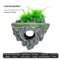 Medium resin fish tank landscaping suspended stone floating ornament with self-floating island option