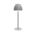 Modern dimmable night lamp with thin round base in black or white, USB rechargeable for bedroom and dining room