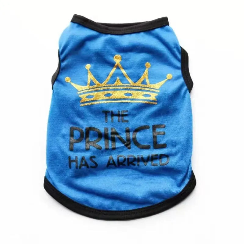 A casual cotton vest for puppies in a choice of six colours, shown in sizes from XS to XL for spring and summer wear.