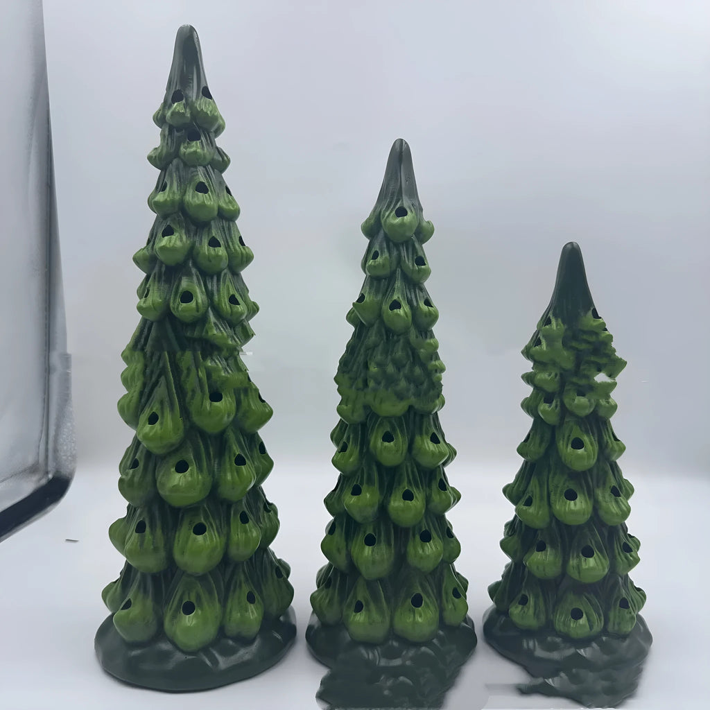 Resin Christmas tree ornament with LED lights in European style design