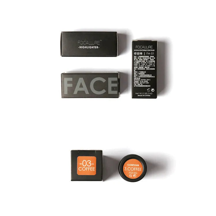 Four shade contouring highlighter stick for face, cheekbone, and jawline definition