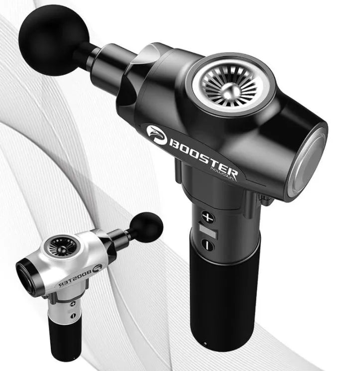 Black and white muscle relaxation massager with lithium battery and adjustable speed control