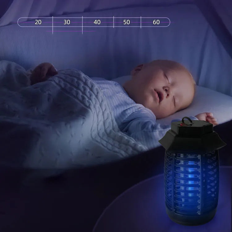 Black aromatherapy mosquito lamp for indoor insect control with UV or LED tube options
