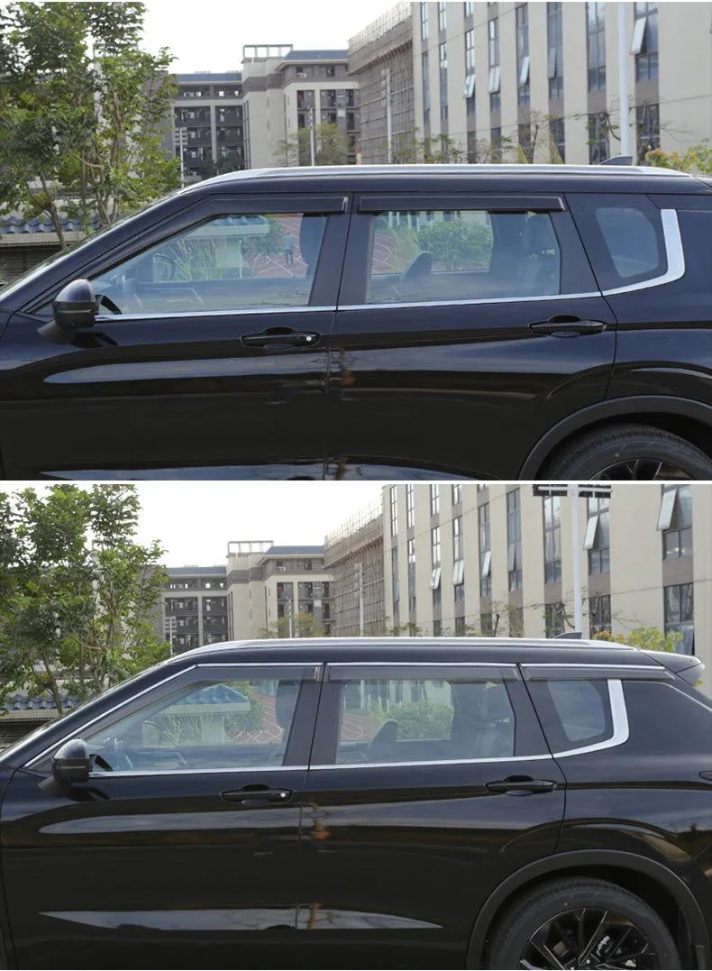 23 New Outlander window deflector set in engineering plastic, Black Warrior and translucent options