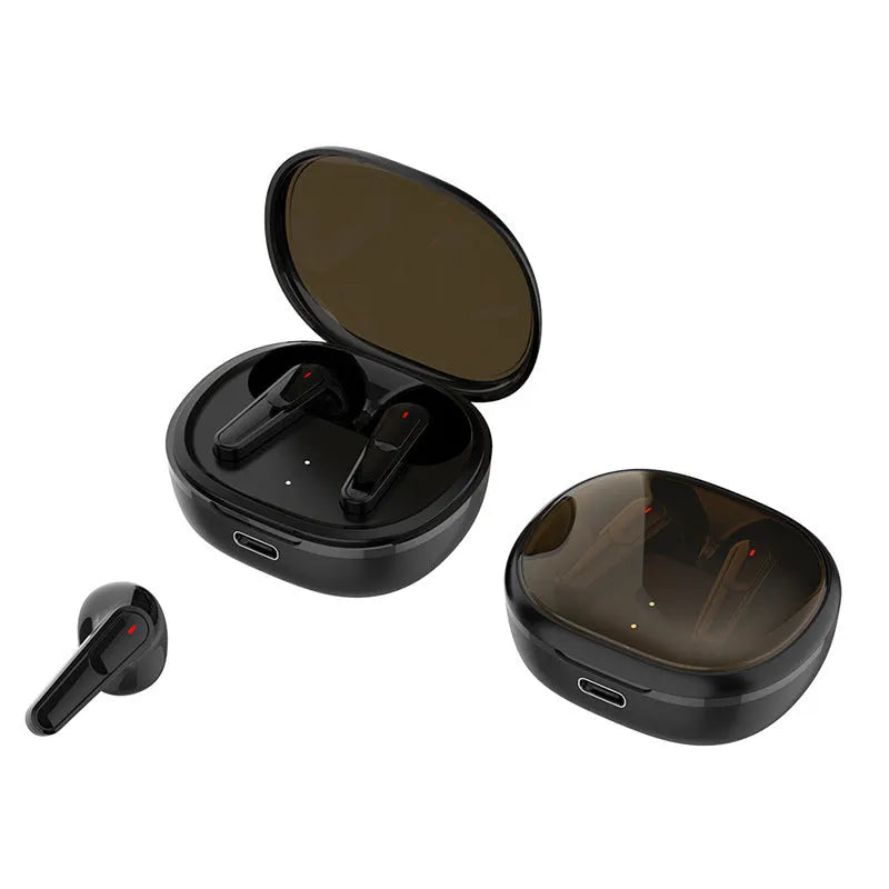 Black PRO30 in-ear Bluetooth earbuds with active noise cancellation on a white background.