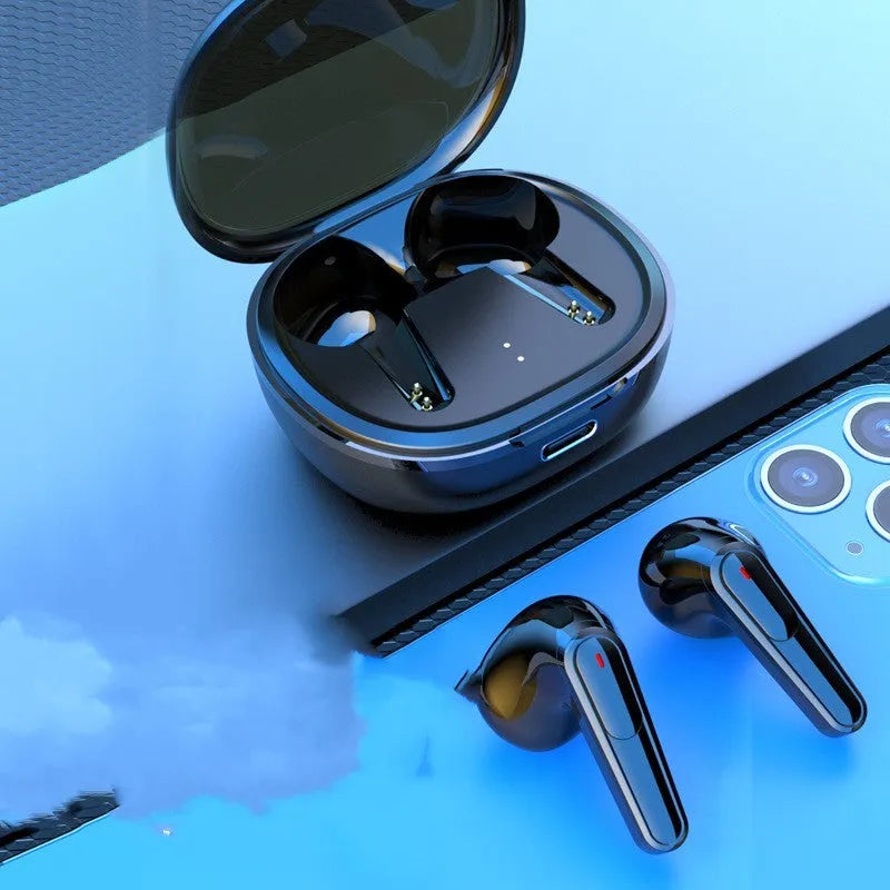 Black PRO30 in-ear Bluetooth earbuds with active noise cancellation on a white background.