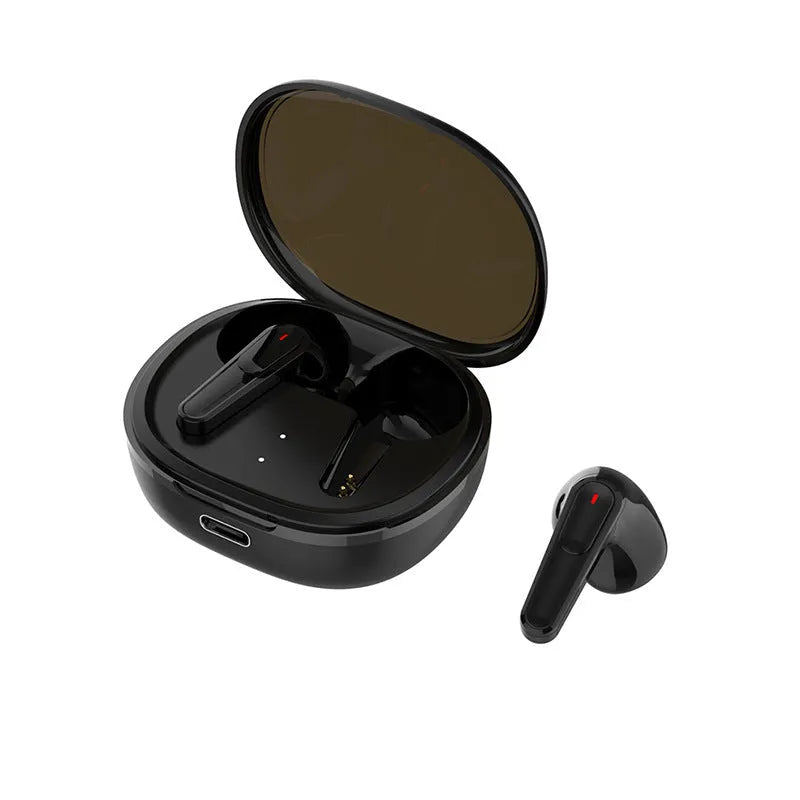 Black PRO30 in-ear Bluetooth earbuds with active noise cancellation on a white background.