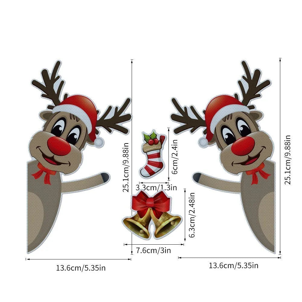 Christmas elk bell cartoon design magnetic bumper stickers with reflective luminous properties