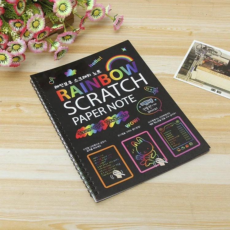 Children's large scratch art paper 26x19cm with scraping tool for DIY creative painting