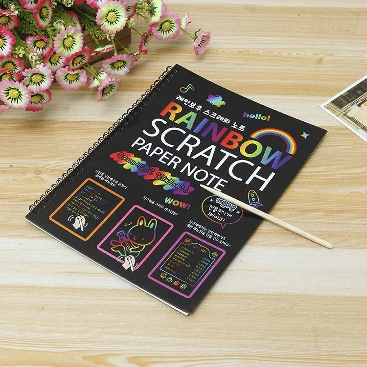Children's large scratch art paper 26x19cm with scraping tool for DIY creative painting