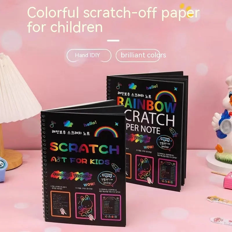 Children's large scratch art paper 26x19cm with scraping tool for DIY creative painting