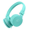 Bengoo C30 wired over-ear headphones in mint green with a braided cable and 3.5mm plug.