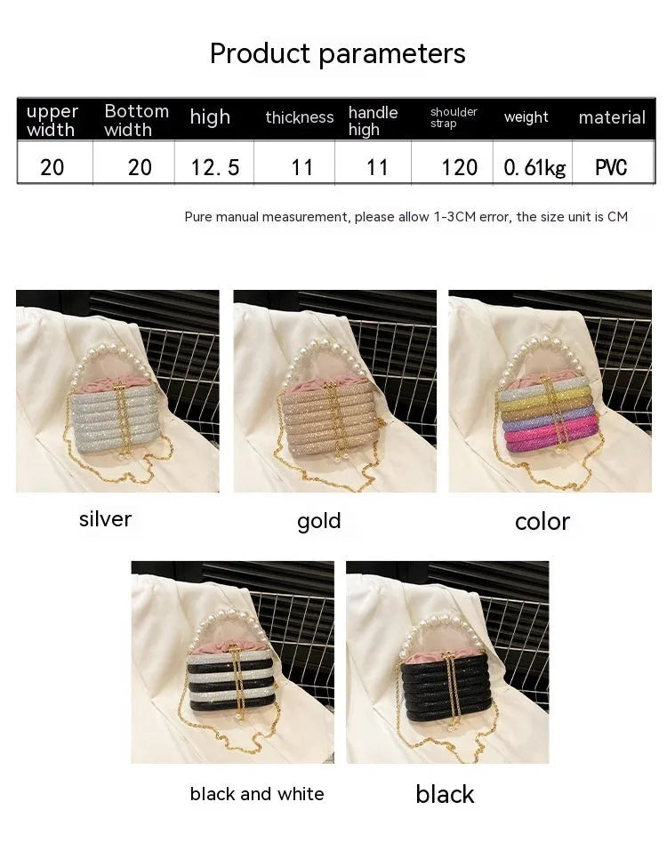Retro style women's one-shoulder crossbody bag with beaded decoration in soft PU material