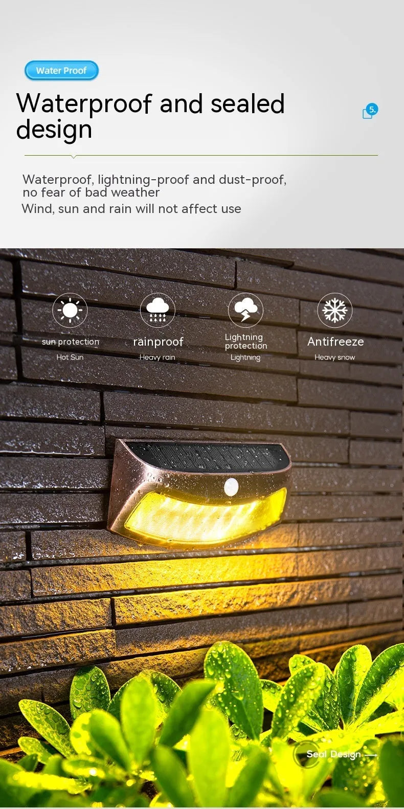Solar garden wall light with smiley face design for outdoor courtyard illumination