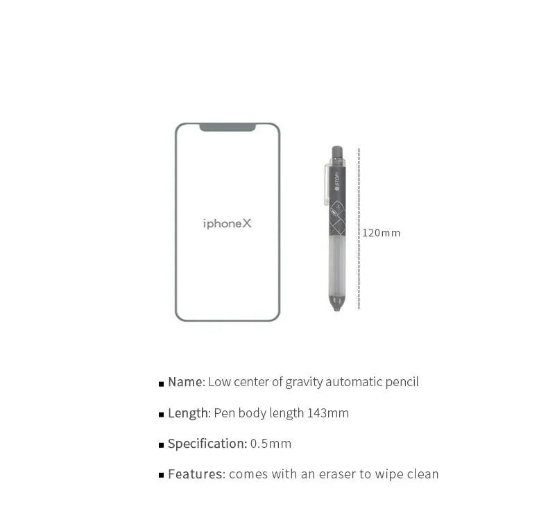 Black and white 0.5mm mechanical pencils with cloud grip design on plastic barrel