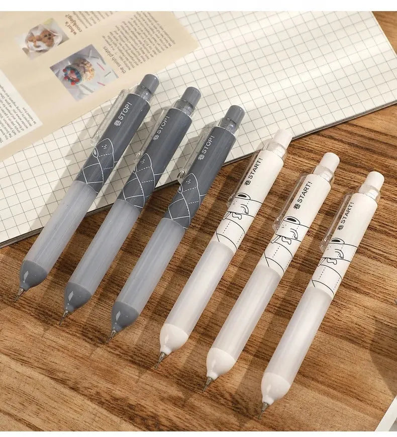 Black and white 0.5mm mechanical pencils with cloud grip design on plastic barrel