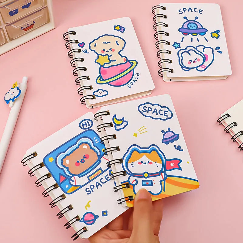 Astronaut Flipped Portable Pocket Flipper Notebook in A6 size with space-themed illustrated cover
