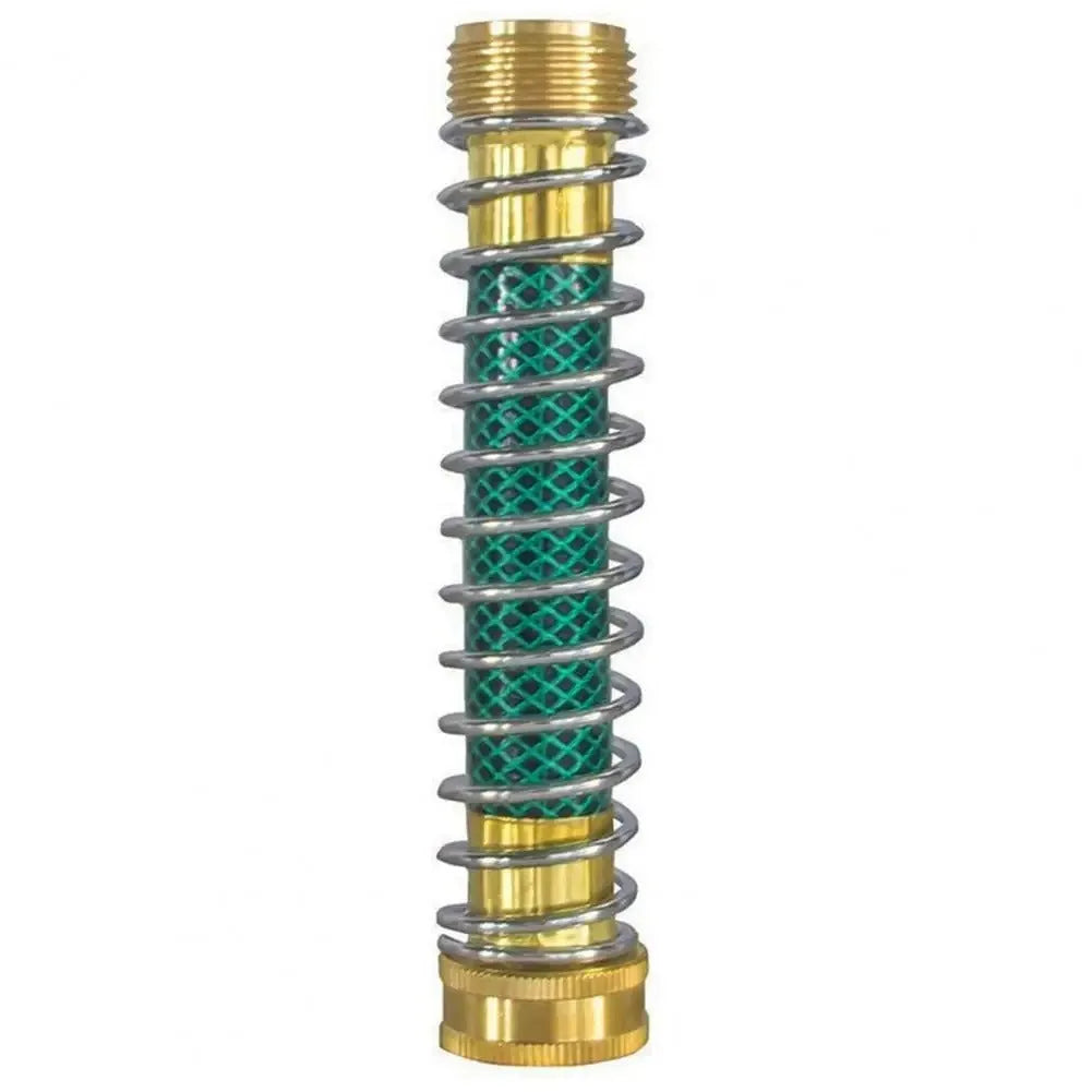 15cm brass spring hose connector with anti-kink mechanism for garden irrigation systems