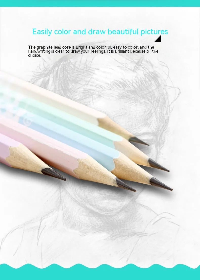 Basswood thermal transfer pencil with six-angle rod design on drafting paper