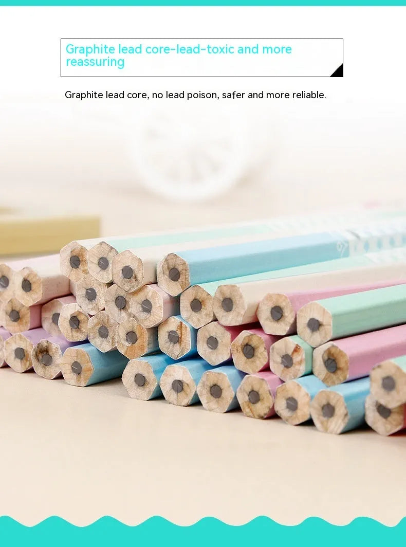Basswood thermal transfer pencil with six-angle rod design on drafting paper