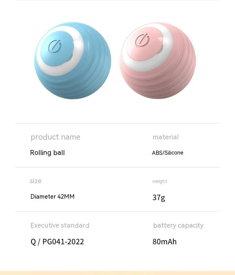 Blue automatic moving cat toy ball with rechargeable charging cable