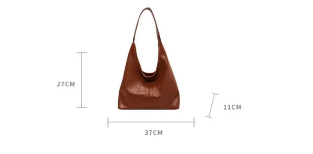 PU leather shoulder bag in street trend style with large capacity and multiple pockets