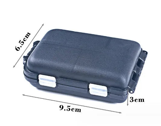 Plastic fishing tackle storage box with 10 compartments in black, blue, or green