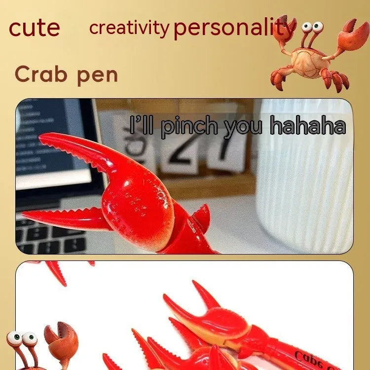 Crab ballpoint pen with pressing can clip mechanism and crab design