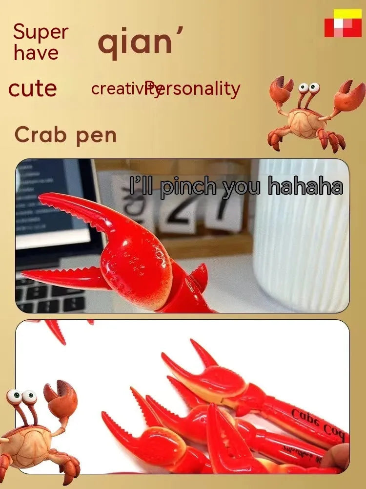 Crab ballpoint pen with pressing can clip mechanism and crab design