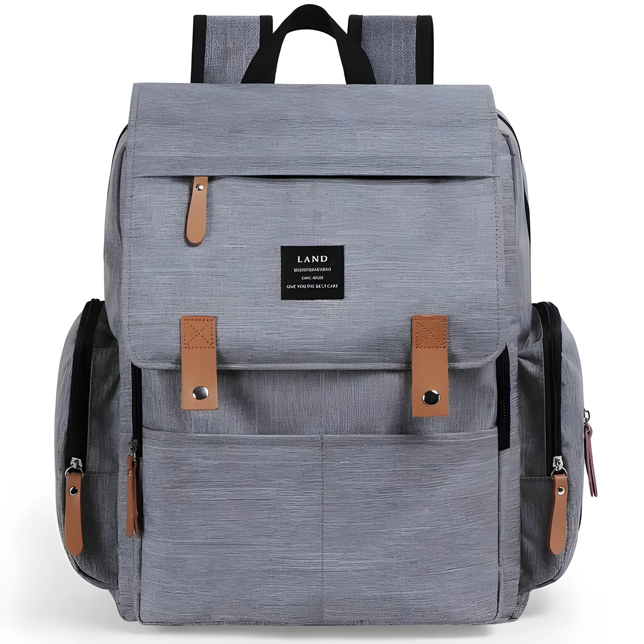 LAND Mommy large capacity oxford cloth diaper backpack with changing mat in beige colour.