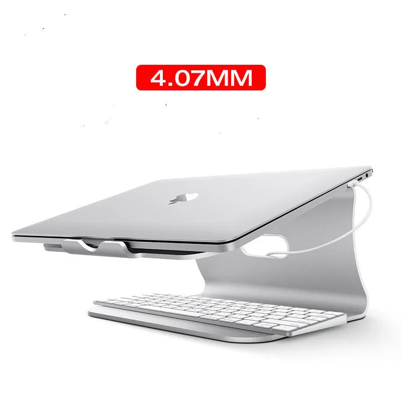 Aluminium notebook cooling bracket with rotary design and stripe-patterned surface in grey or silver