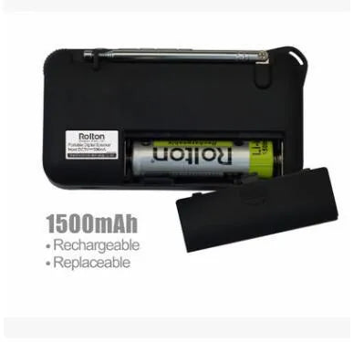 Golden Rolton W405 portable FM radio and MP3 speaker with LED display and control buttons.