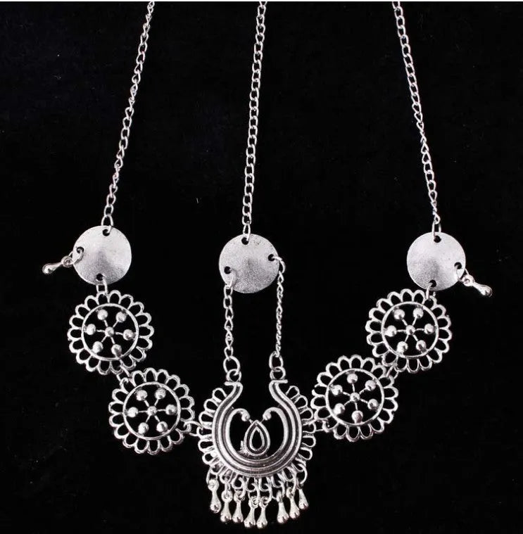 Boho style festival headband jewellery in ancient silver finish, lightweight alloy construction with nickel-free plating