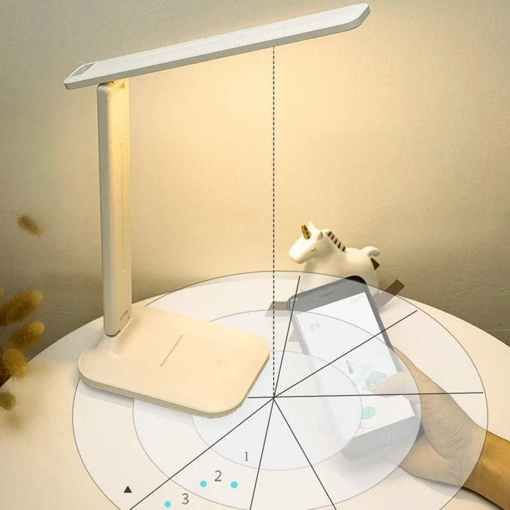 White touch dimming bedside lamp for children's bedroom with USB charging port