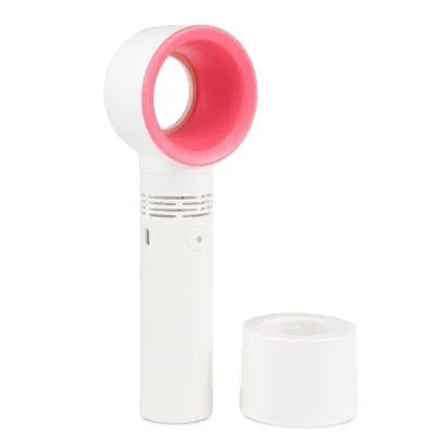 Portable bladeless desk fan with USB cable and base in assorted colours