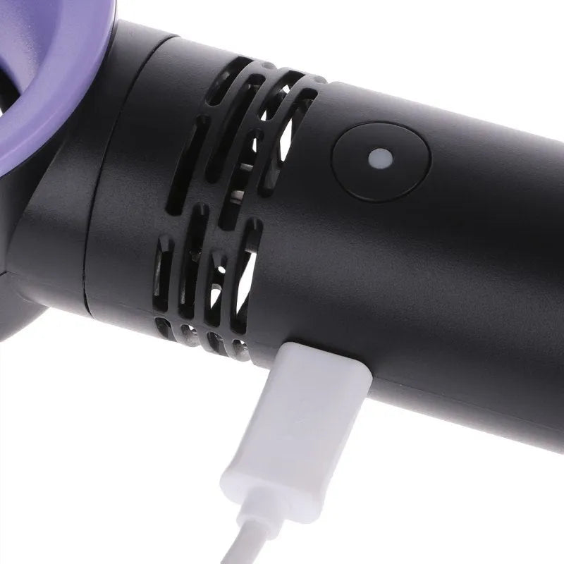 Portable bladeless desk fan with USB cable and base in assorted colours