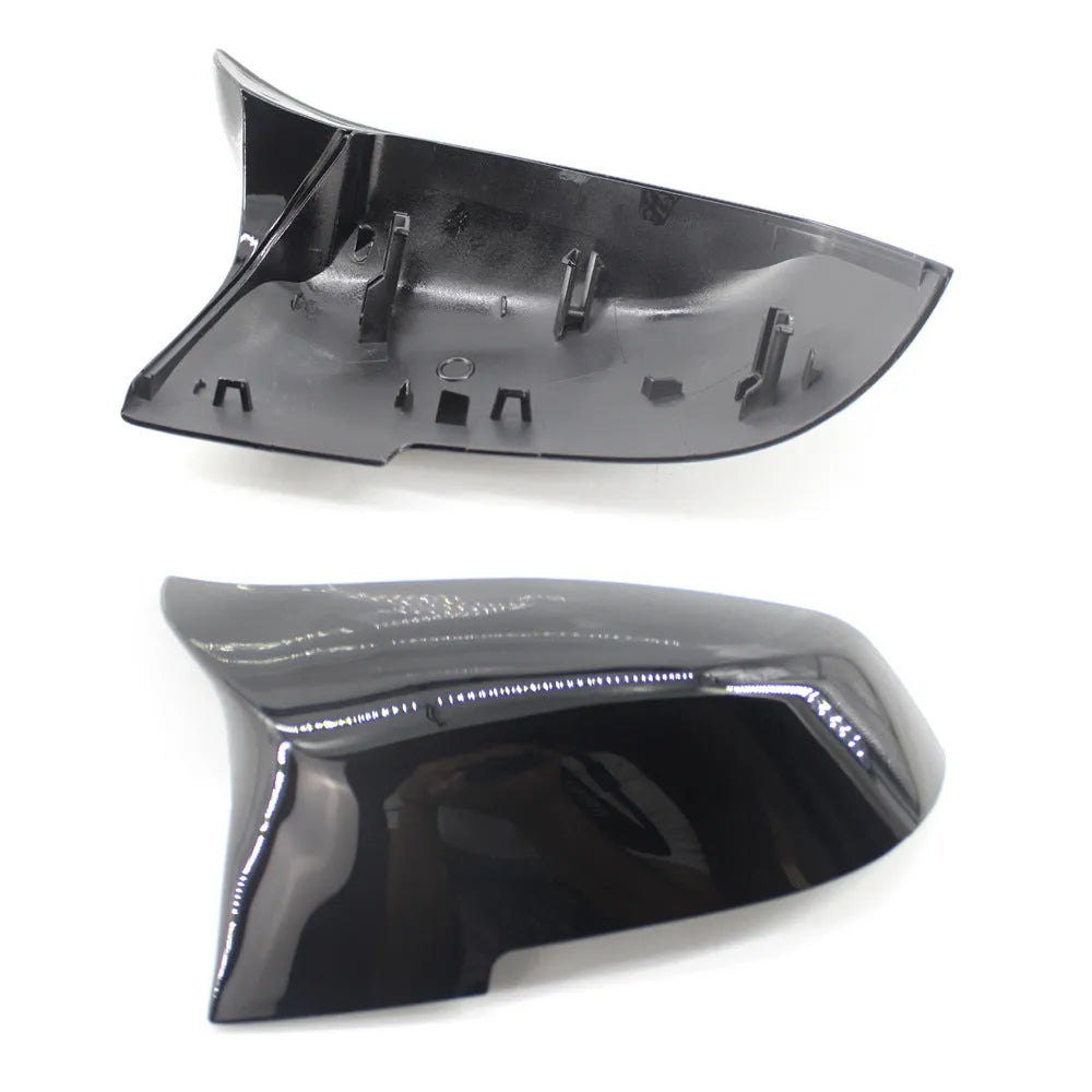 Pair of paint bright black modified horn rearview mirror shells for BMW 3 and 4 Series F-chassis models