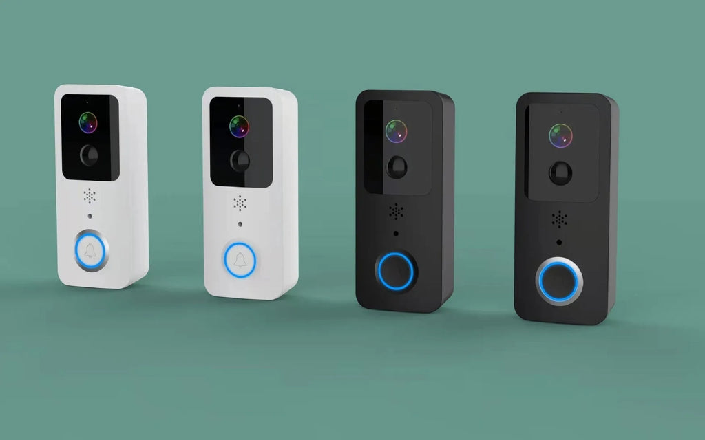 Black or white waterproof visual doorbell with HD camera lens and smart home security features