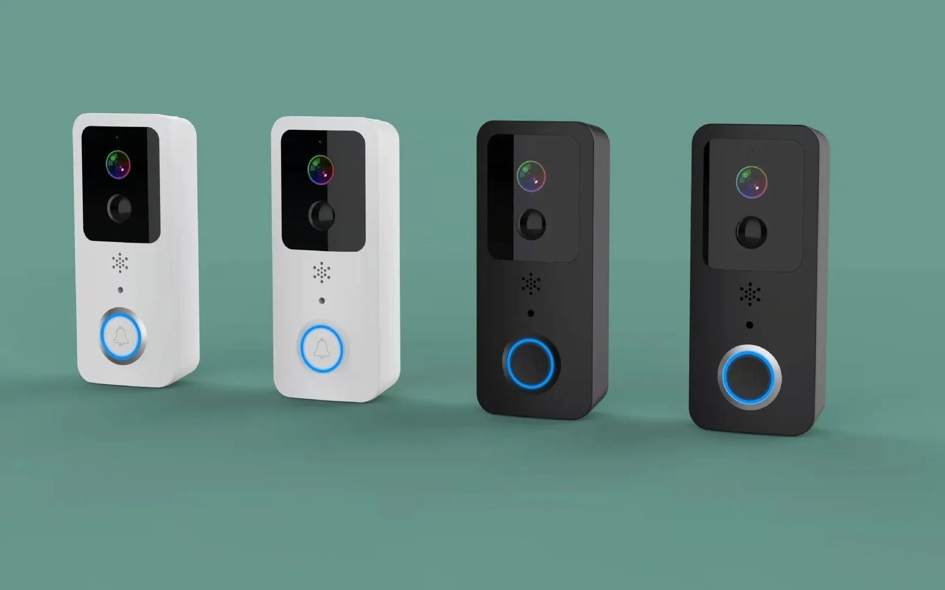 Black or white waterproof visual doorbell with HD camera lens and smart home security features