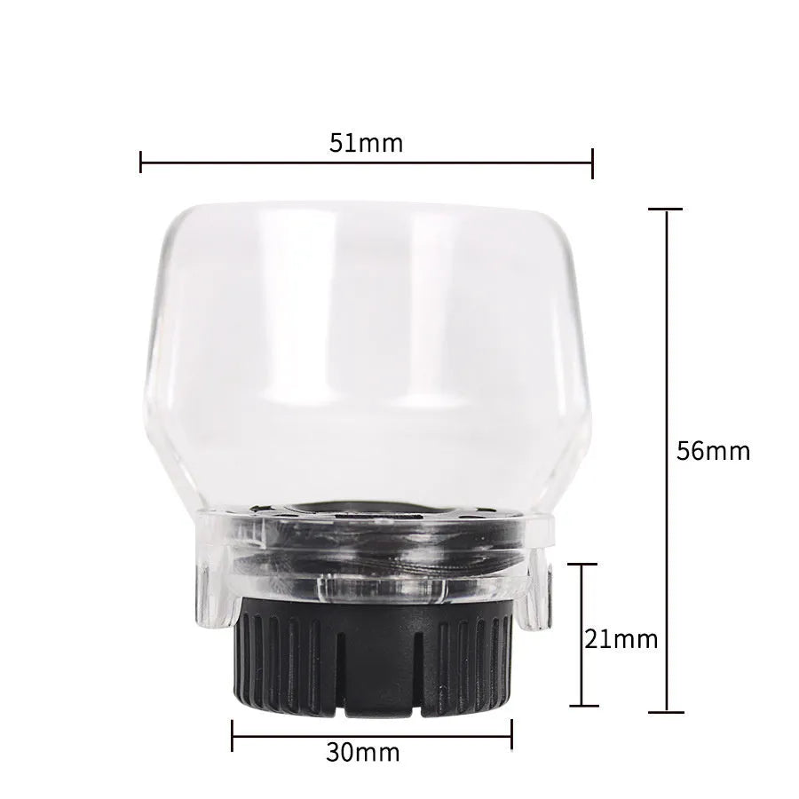 Transparent plastic horn-shaped face shield cover for Delta grinding tools.